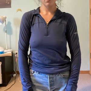 blue hooded quarter zip Columbia long sleeve